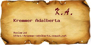 Kremmer Adalberta névjegykártya